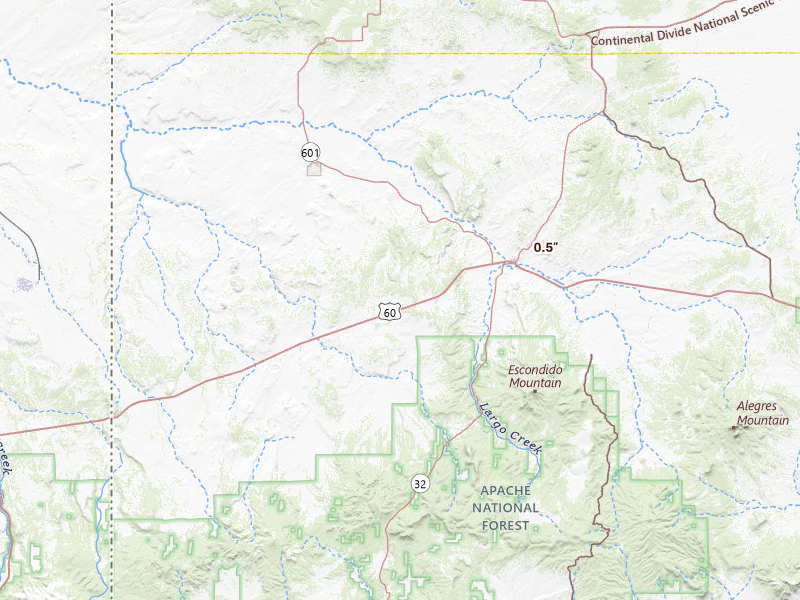 Radar-estimated hail-size map of the storm over Quemado, NM on Jul 29, 2026
