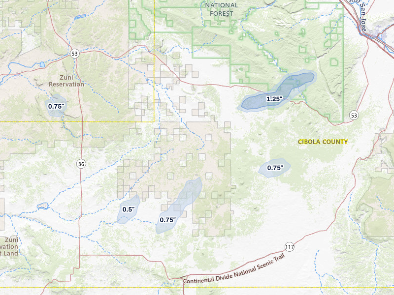 NEXRAD radar-signature map of the hail storm over Ramah, NM on Jun 26, 2026