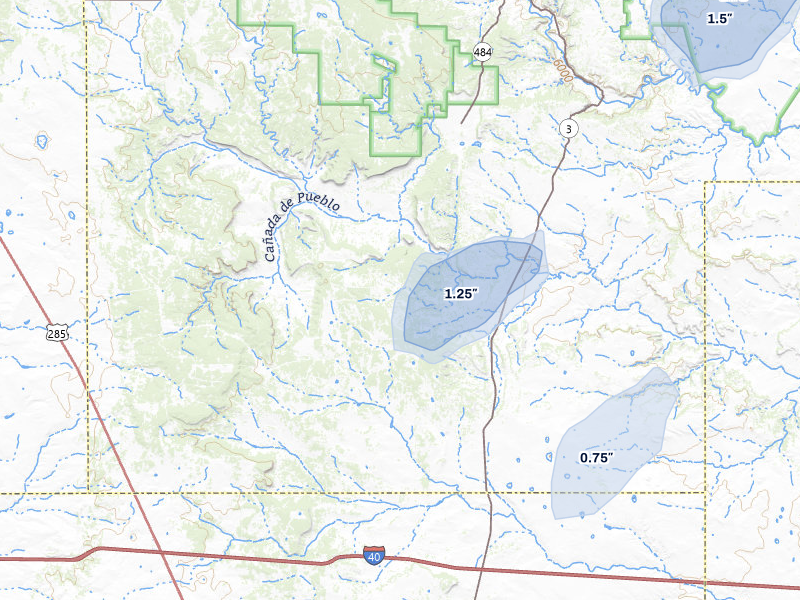 NEXRAD radar-signature map of the hail over Ribera, NM