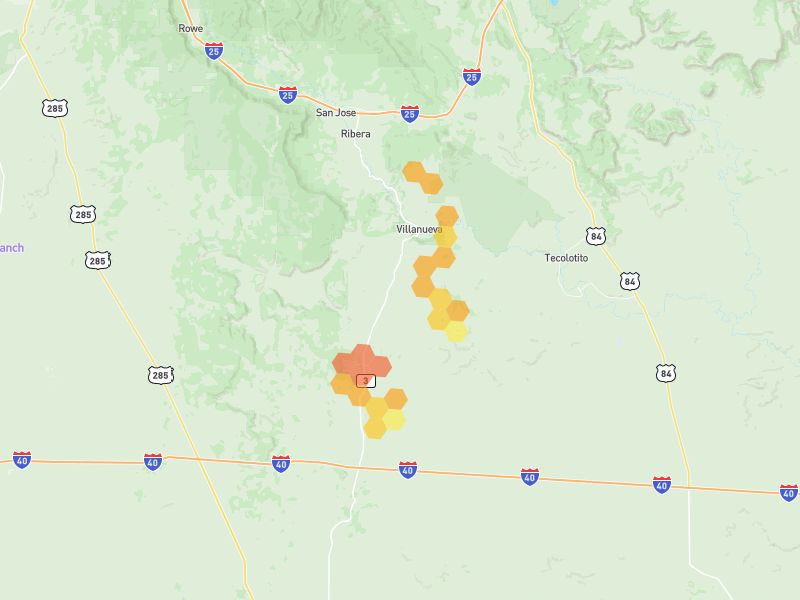 Hail map of Ribera, NM on Jun 3, 2026, hail up to 1.75"