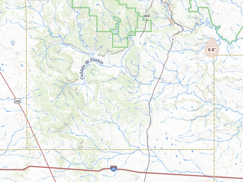 Radar-estimated hail-size map of the storm over Ribera, NM on Jul 10, 2026