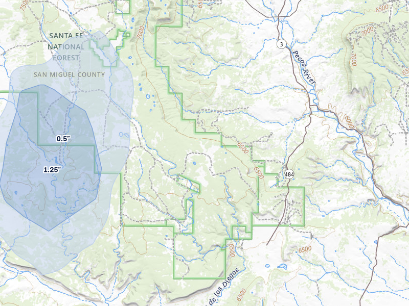 NEXRAD radar-signature map of the hail storm over Ribera, NM on Aug 19, 2026