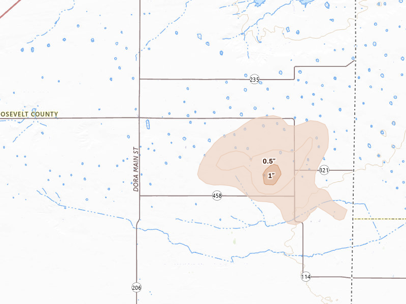 Radar-estimated hail-size map of the storm over Rogers, NM