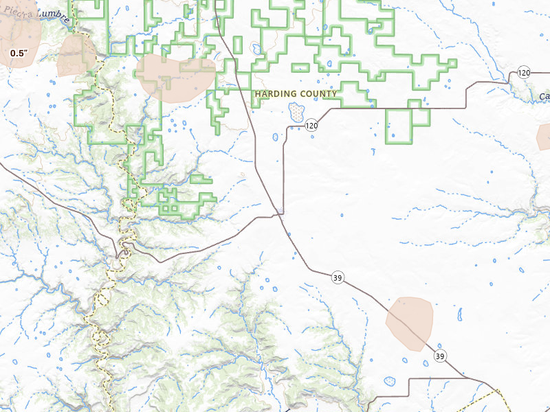 Radar-estimated hail-size map of the storm over Roy, NM on Jun 6, 2026
