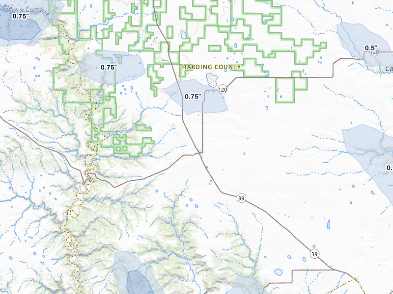 NEXRAD radar-signature map of the hail storm over Roy, NM on Jul 31, 2026