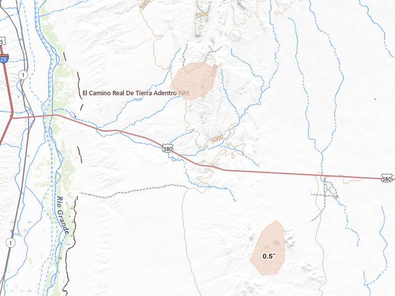 Radar-estimated hail-size map of the storm over San Antonio, NM on Jun 2, 2026