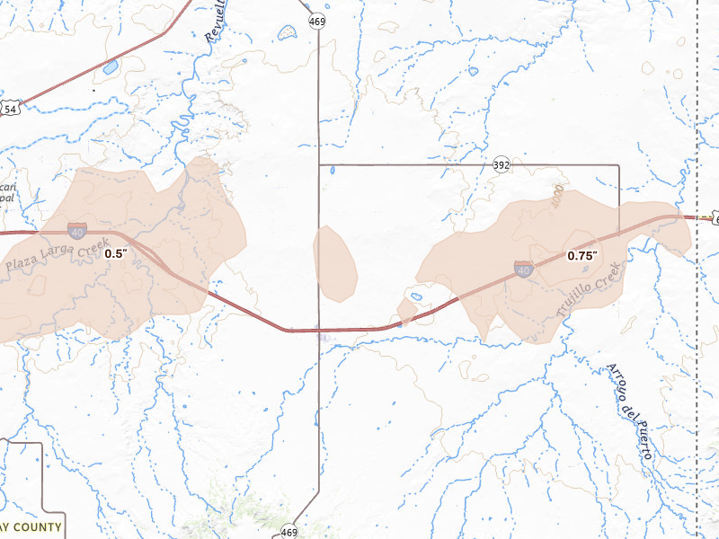Radar-estimated hail-size map of the storm over San Jon, NM on Jun 9, 2026
