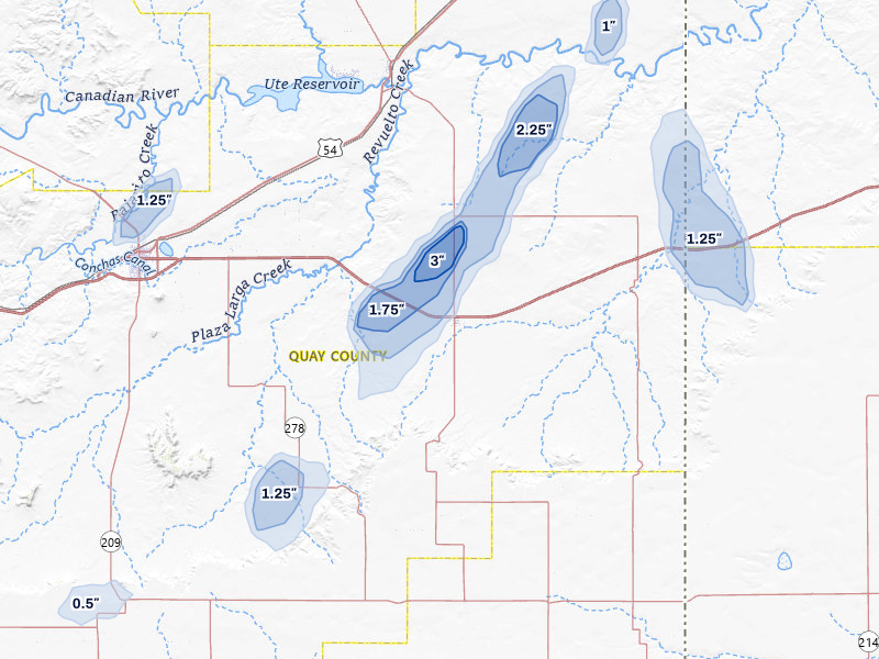 NEXRAD radar-signature map of the hail storm over San Jon, NM on Aug 1, 2026