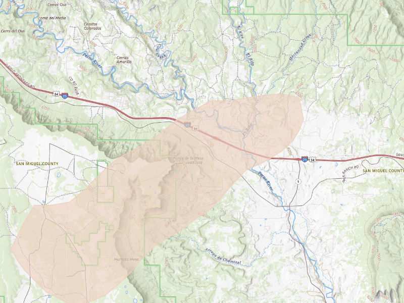 Radar-estimated hail-size map of the storm over San Jose, NM on Sep 25, 2026