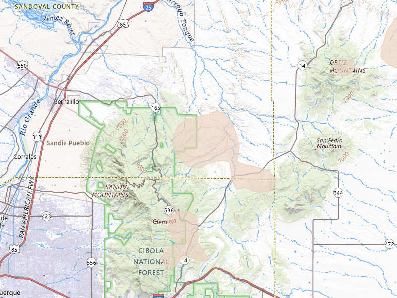 Radar-estimated hail-size map of the storm over Sandia Park, NM on Jul 28, 2026