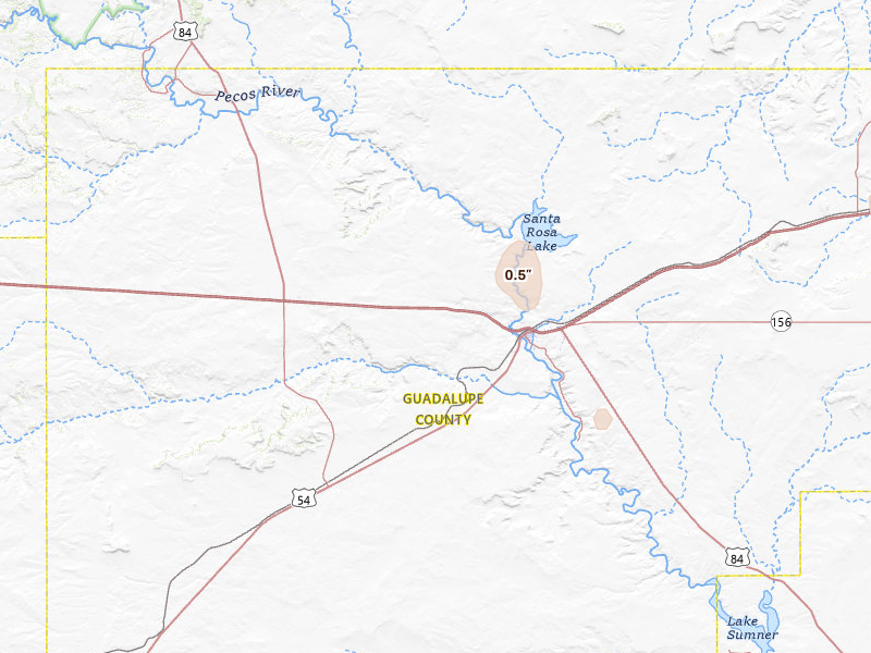 Radar-estimated hail-size map of the storm over Santa Rosa, NM on May 23, 2026