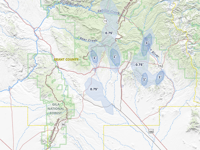 NEXRAD radar-signature map of the hail storm over Silver City, NM on Jun 5, 2026