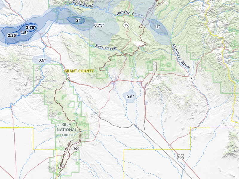 NEXRAD radar-signature map of the hail storm over Silver City, NM on Jul 28, 2026