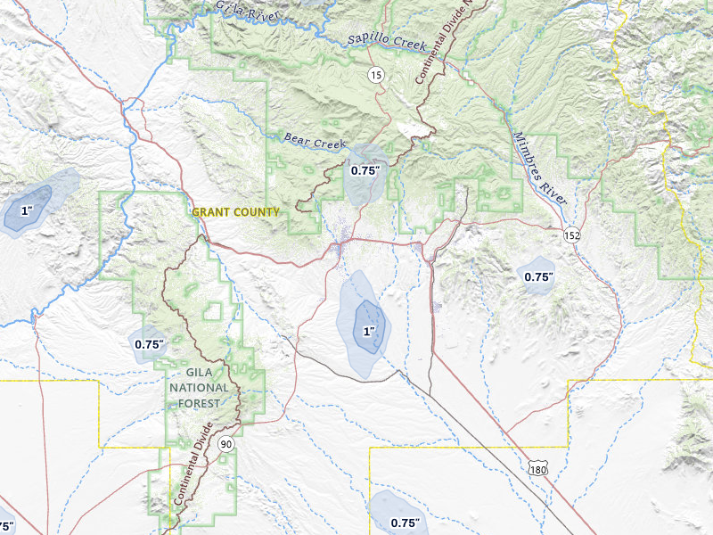 NEXRAD radar-signature map of the hail storm over Silver City, NM on Jul 30, 2026