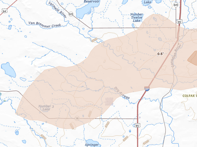 Radar-estimated hail-size map of the storm over Springer, NM on May 21, 2026