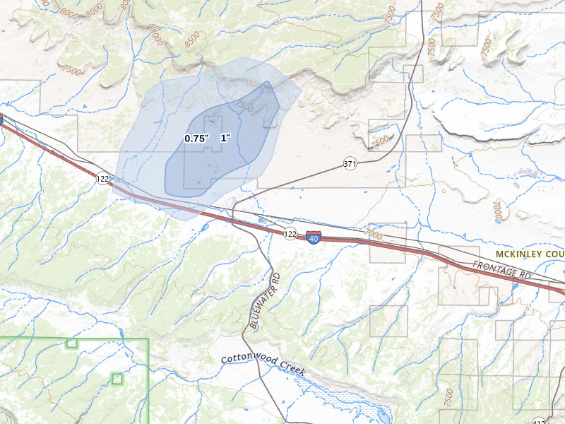 NEXRAD radar-signature map of the hail storm over Thoreau, NM on Jul 28, 2026