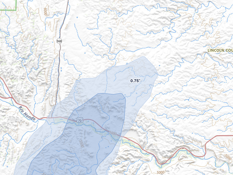 NEXRAD radar-signature map of the hail storm over Tinnie, NM on May 28, 2026