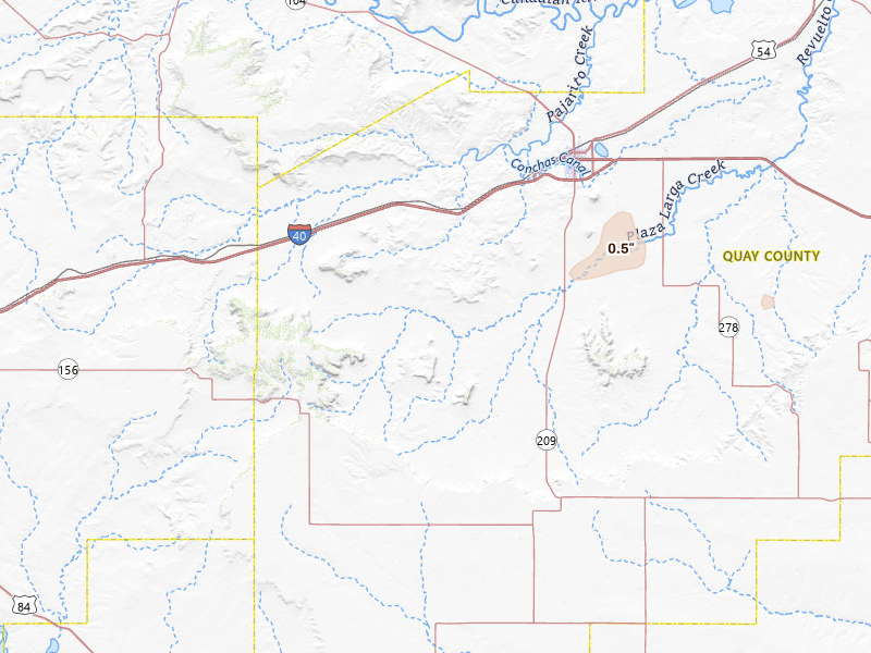 Radar-estimated hail-size map of the storm over Tucumcari, NM on Jun 26, 2026