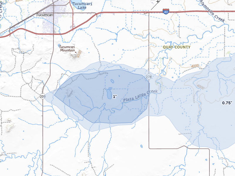 NEXRAD radar-signature map of the hail storm over Tucumcari, NM on Jun 26, 2026