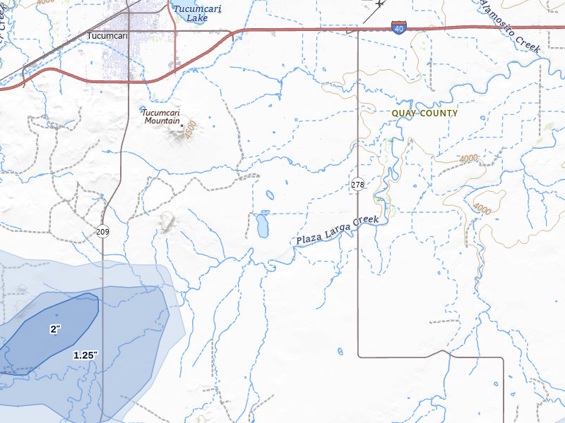 NEXRAD radar-signature map of the hail storm over Tucumcari, NM on Jul 31, 2026