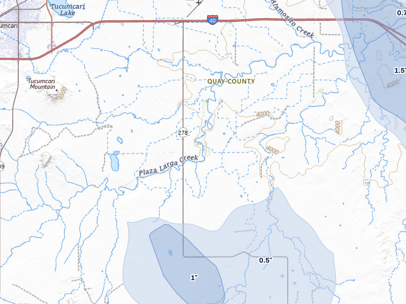 NEXRAD radar-signature map of the hail storm over Tucumcari, NM on Aug 16, 2026