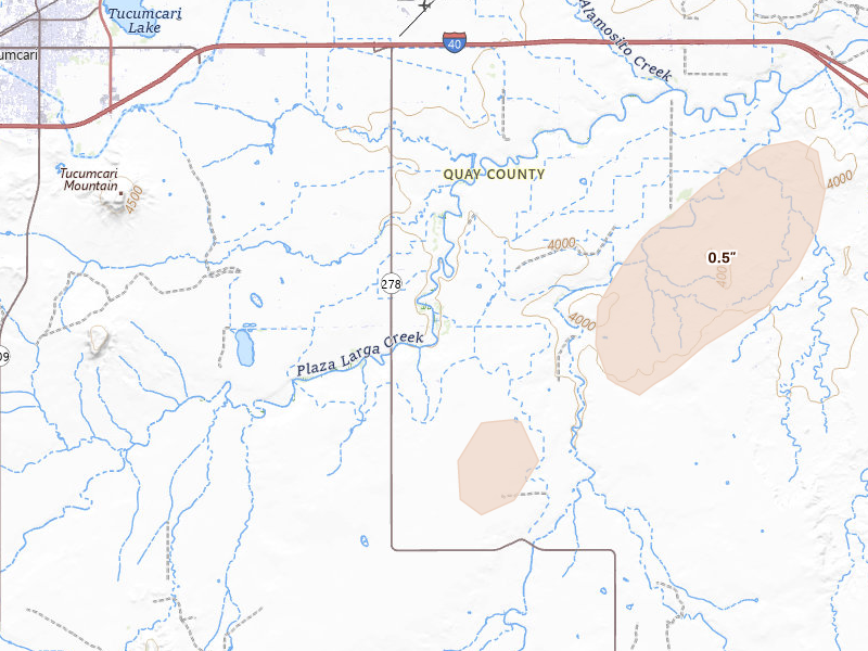 Radar-estimated hail-size map of the storm over Tucumcari, NM