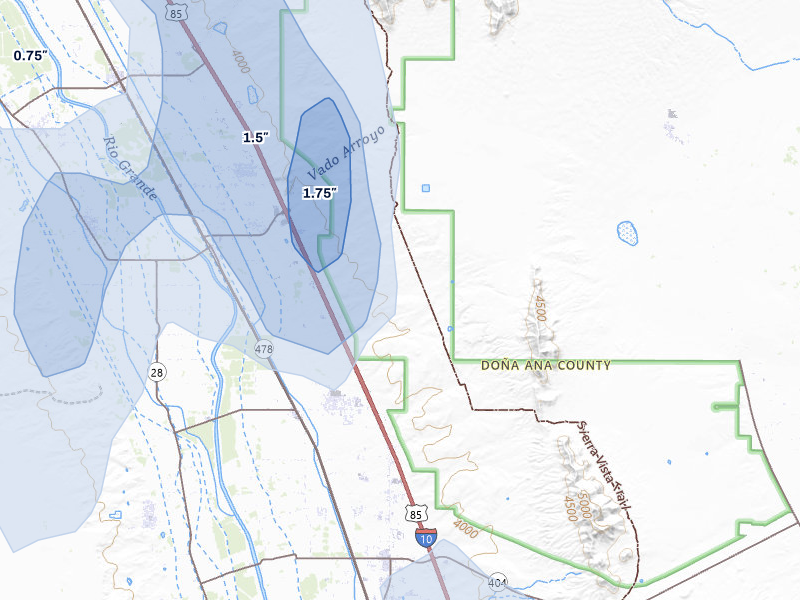 NEXRAD radar-signature map of the hail storm over Vado, NM on Jun 3, 2026