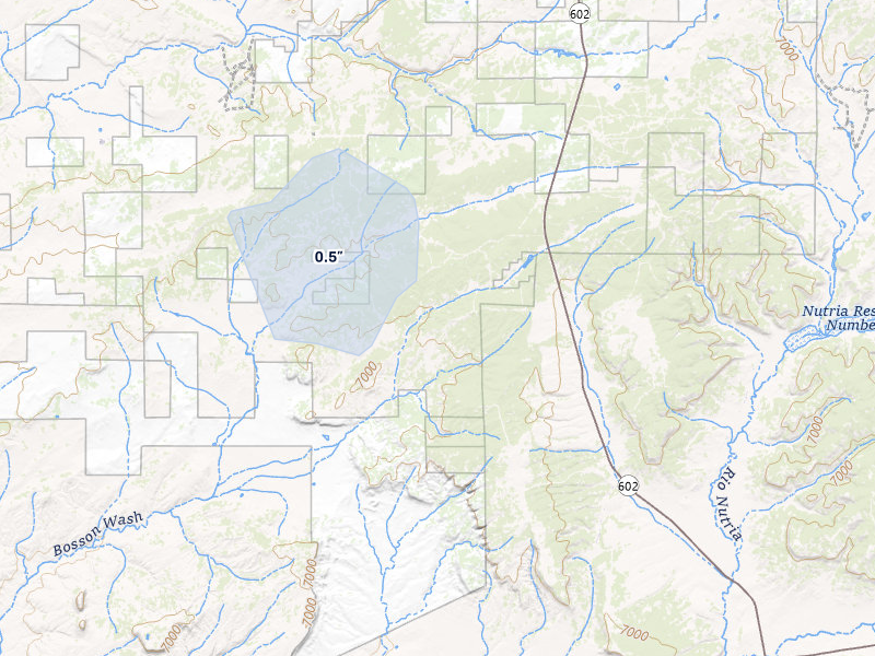 NEXRAD radar-signature map of the hail storm over Vanderwagen, NM on Jun 25, 2026