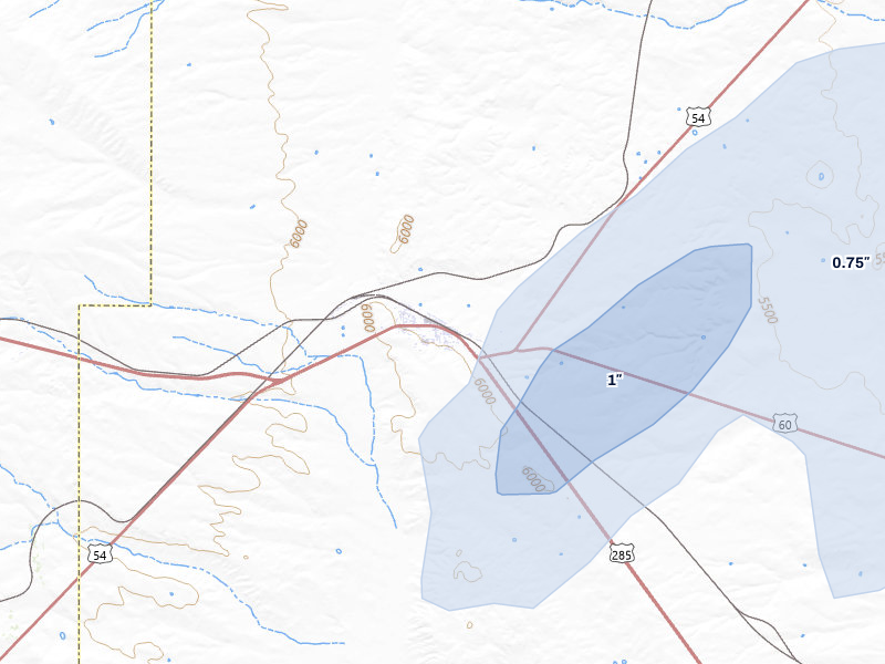 NEXRAD radar-signature map of the hail storm over Vaughn, NM on Apr 10, 2026