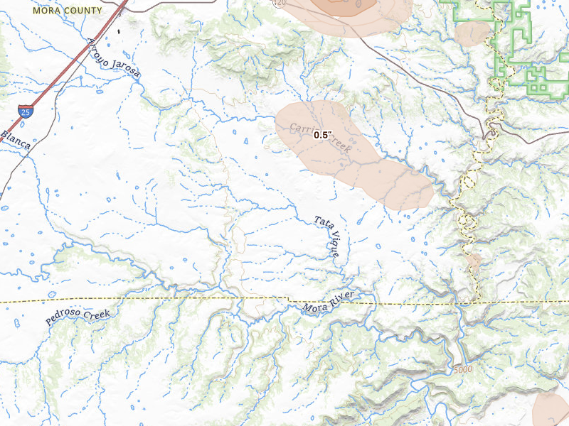 Radar-estimated hail-size map of the storm over Wagon Mound, NM on Jun 15, 2026