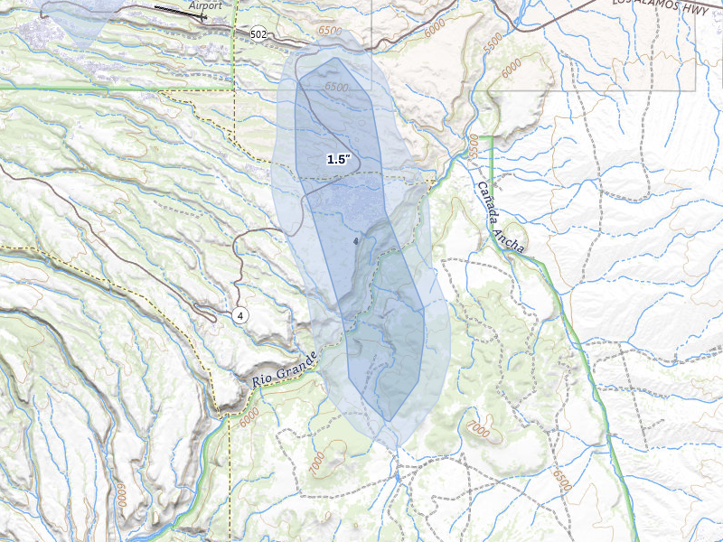 NEXRAD radar-signature map of the hail storm over White Rock, NM on Aug 1, 2026