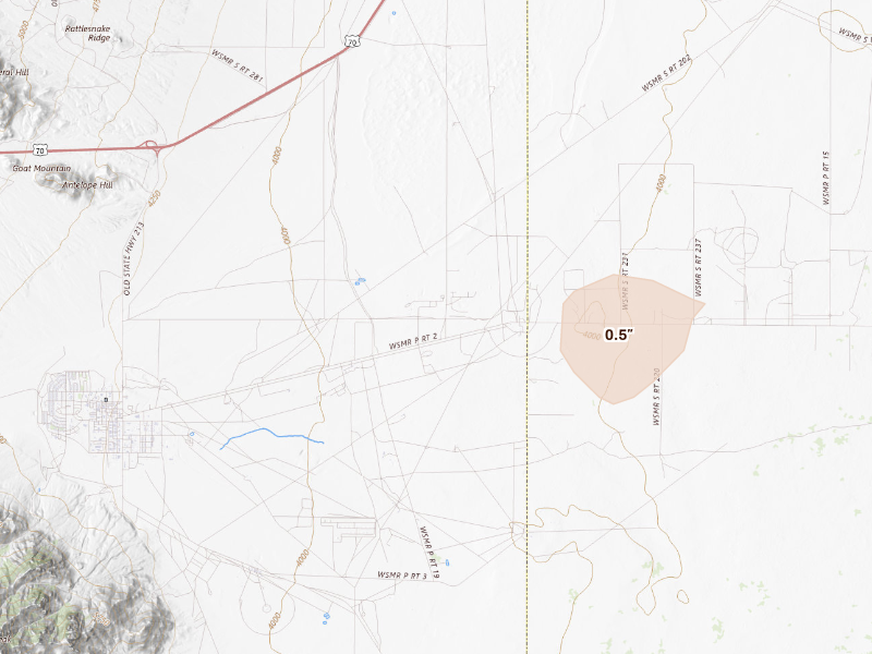 Radar-estimated hail-size map of the storm over White Sands Missile Range, NM