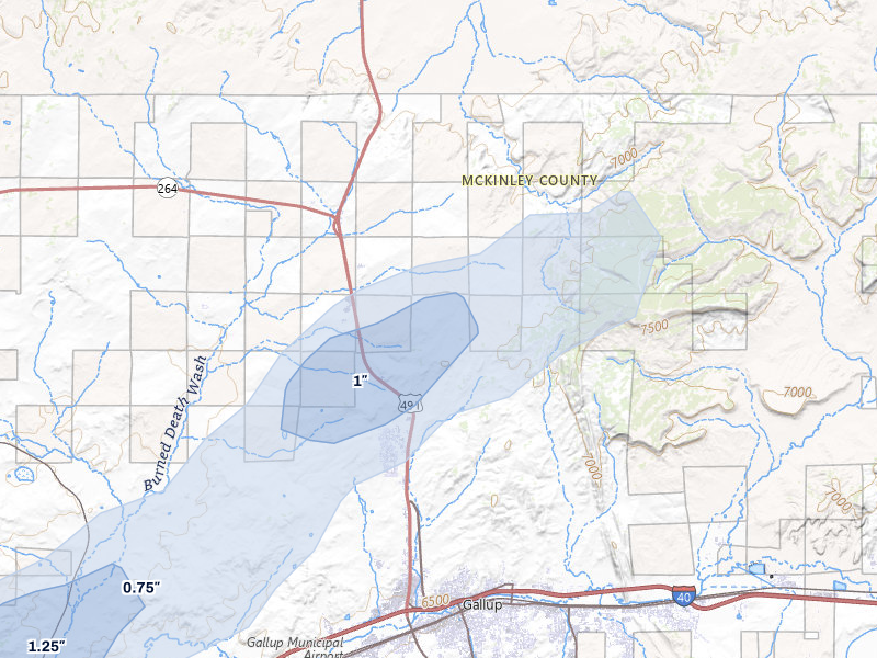 NEXRAD radar-signature map of the hail storm over Yatahey, NM on Jun 26, 2026