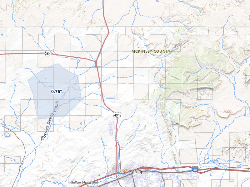NEXRAD radar-signature map of the hail storm over Yatahey, NM on Jul 22, 2026