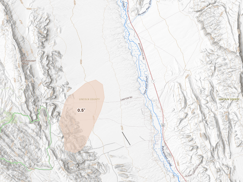 Radar-estimated hail-size map of the storm over Alamo, NV