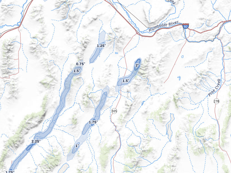 NEXRAD radar-signature map of the hail over Battle Mountain, NV