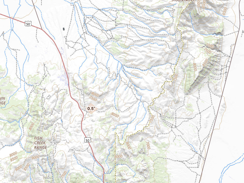 Radar-estimated hail-size map of the storm over Eureka, NV on Aug 9, 2026