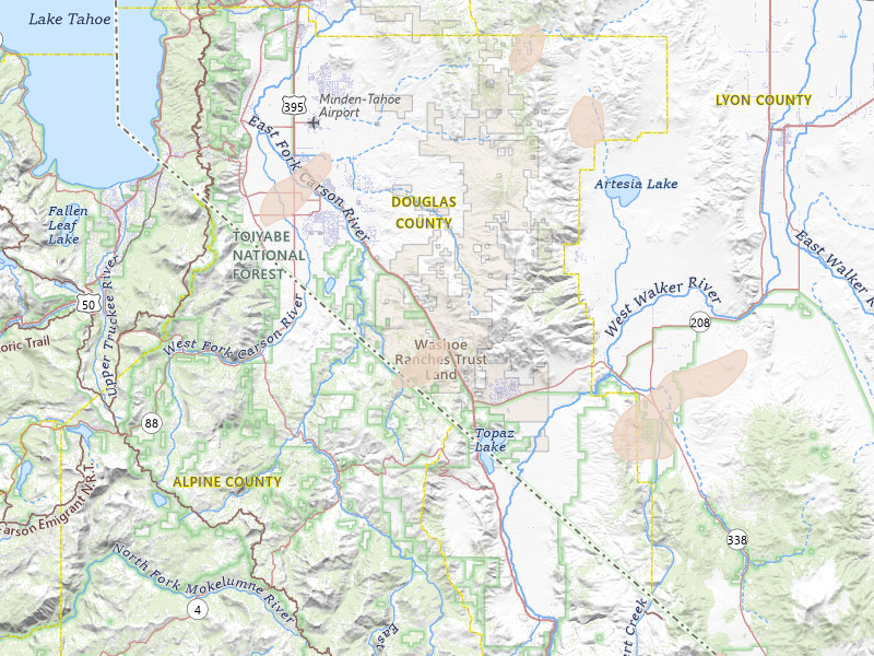 Radar-estimated hail-size map of the storm over Gardnerville, NV on Aug 13, 2026