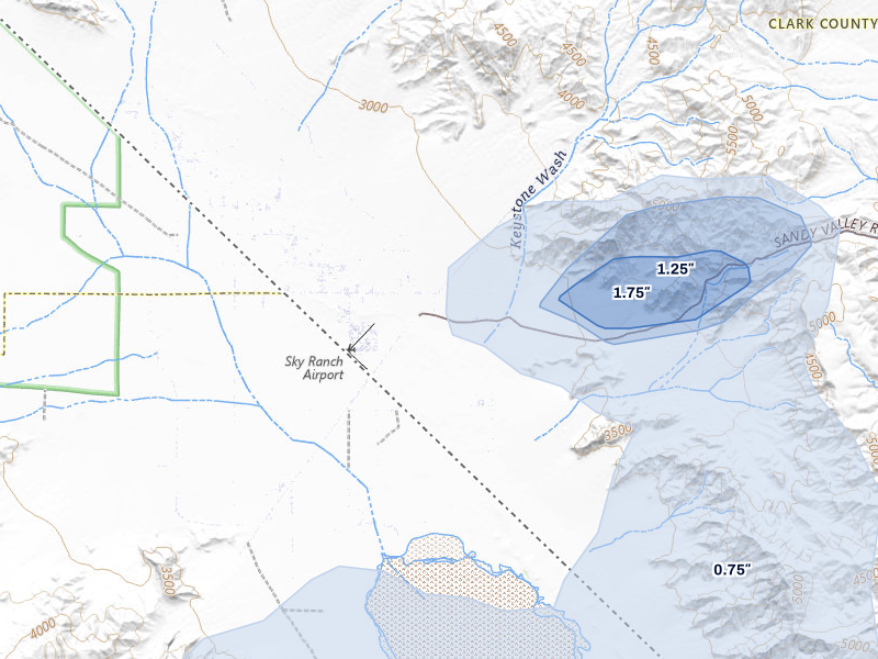 NEXRAD radar-signature map of the hail storm over Jean, NV on Aug 6, 2026