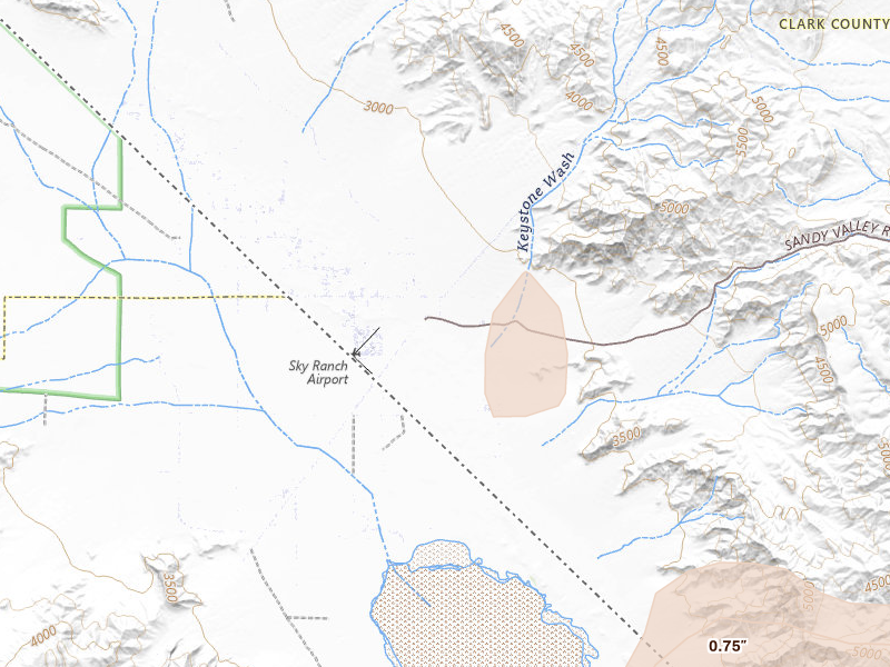 Radar-estimated hail-size map of the storm over Jean, NV on Aug 13, 2026