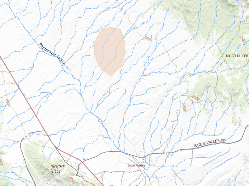 Radar-estimated hail-size map of the storm over Pioche, NV on Jul 17, 2026