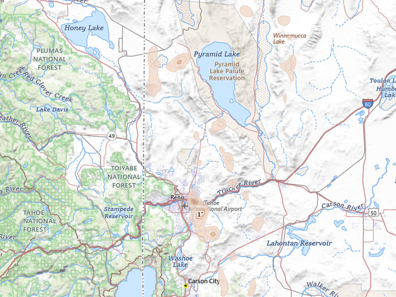 Radar-estimated hail-size map of the storm over Reno, NV on Jun 19, 2026