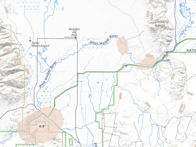 Radar-estimated hail-size map of the storm over Smith, NV on Jun 19, 2026