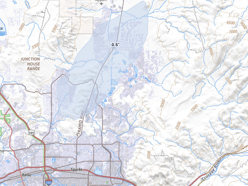 NEXRAD radar-signature map of the hail storm over Sparks, NV on May 4, 2026