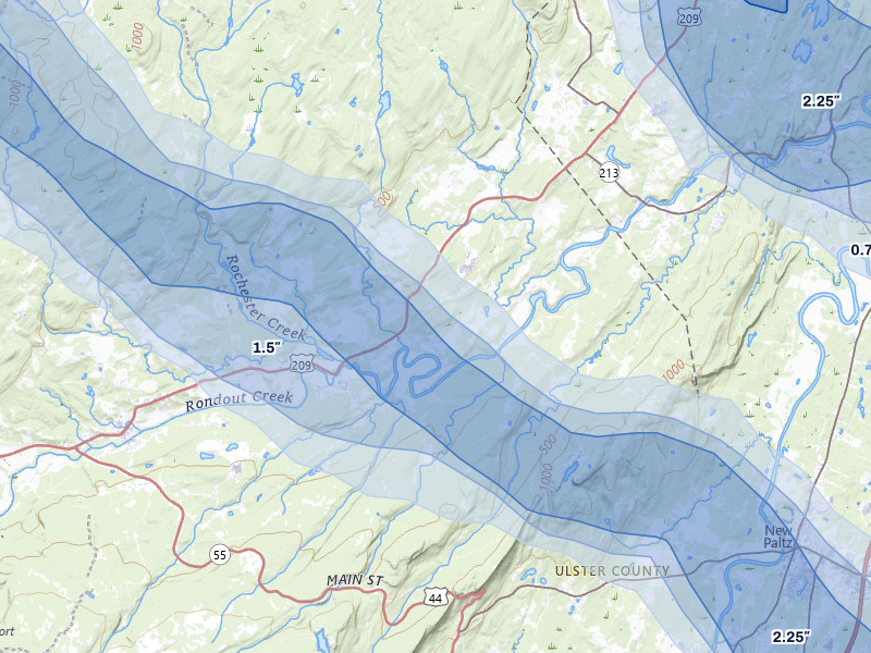 NEXRAD radar-signature map of the hail over Accord, NY