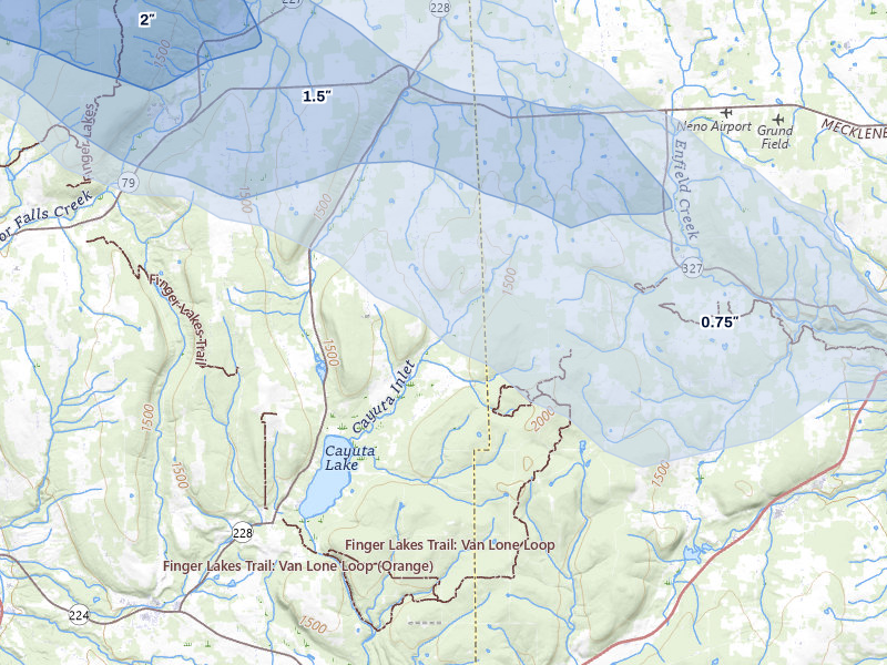 NEXRAD radar-signature map of the hail storm over Alpine, NY on Jul 3, 2026
