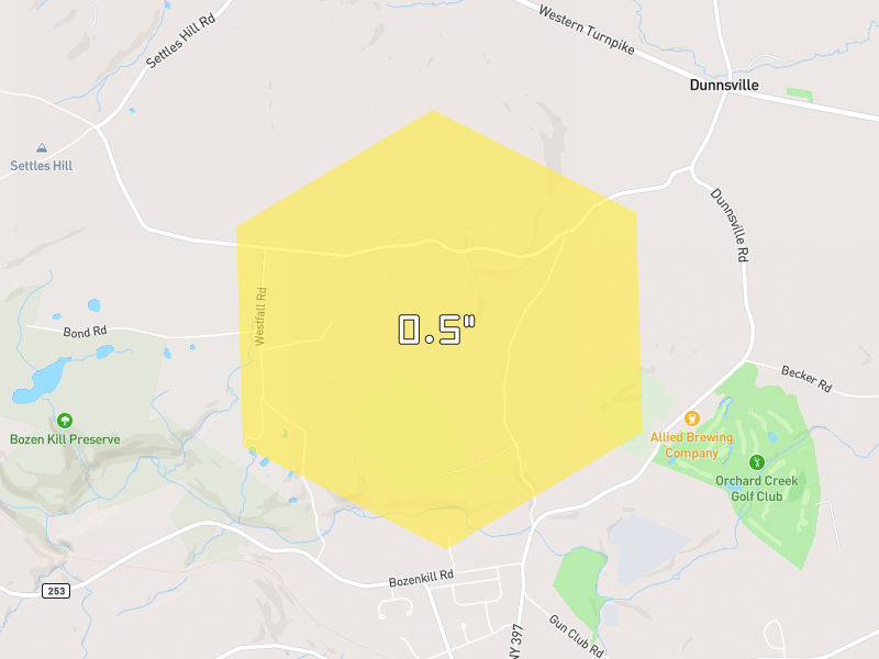 Hail map of Altamont, NY on Jul 1, 2026, hail up to 0.5"
