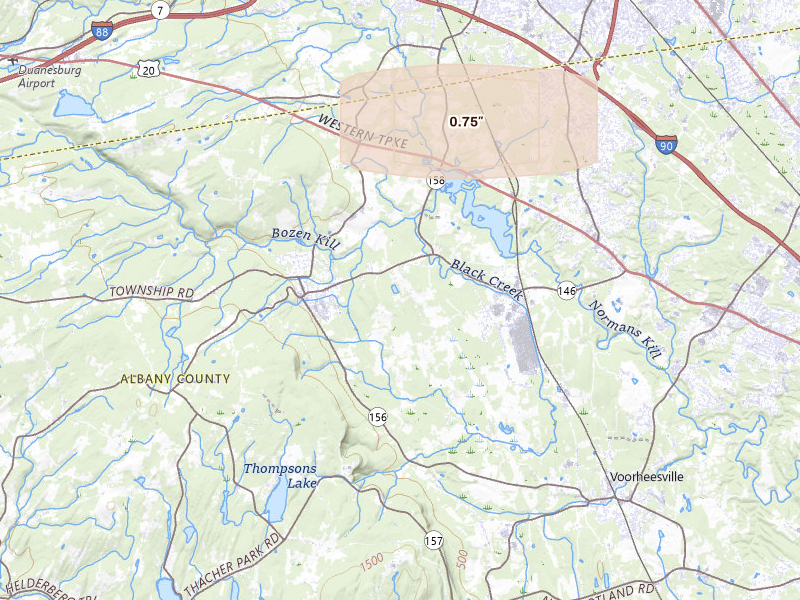 Radar-estimated hail-size map of the storm over Altamont, NY