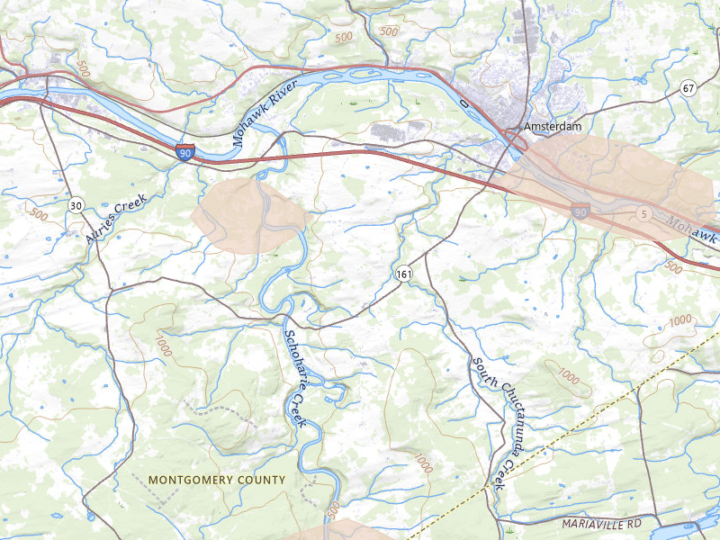 Radar-estimated hail-size map of the storm over Amsterdam, NY on Jul 1, 2026