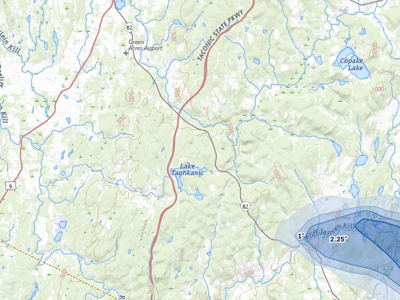 NEXRAD radar-signature map of the hail over Ancram, NY